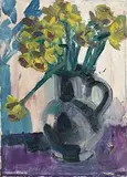 Brian Ballard, Daffodils on Purple, oil on canvas