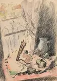 Daniel O'Neill, The Artist's Pallette, watercolour and ink