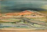 Arthur Armstrong, Western Landscape, mixed media on paper