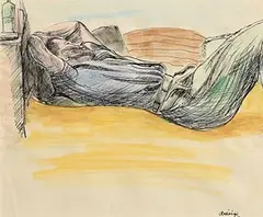Basil Rakoczi, The Resting Sailor, watercolour and ink