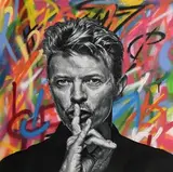 La Hart, David Bowie, mixed media, stencil & spraypaint on canvas