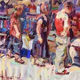 Market Study, Le Vigan, France by Arthur K. Maderson, oil on board, sold Mar 2018