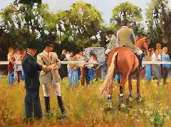 Graham Elliott, The Judging Ring, RDS Horse Show, oil on canvas board