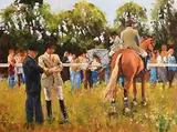 Graham Elliott, The Judging Ring, RDS Horse Show, oil on canvas board