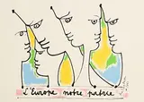 Jean Cocteau, L'Europe Ouverture sur les Cinq Continents, lithograph