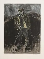 Kyffin Williams Welsh, The Farmer, limited edition lithograph signed & numbered 134 from an edition of 150