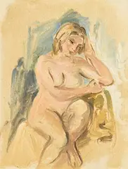 Stella Steyn, Seated Nude, oil on paper