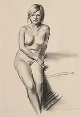 Robbie Wraith, Female Nude Study, charcoal