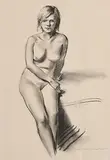 Robbie Wraith, Female Nude Study, charcoal