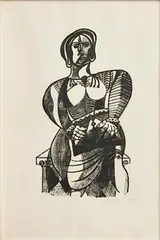 Robert MacBryde, Circus Woman, limited edition lithograph signed & numbered 7 from an edition of 50