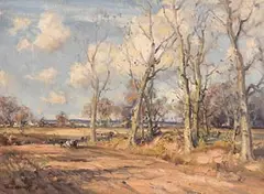 Frank McKelvey, Ploughing the Fields, oil on canvas