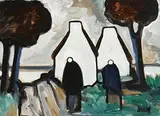 Markey Robinson, Shawlies and Gable Ends, oil on board