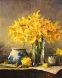 Mat Grogan, Still Life - Daffodils, oil on board