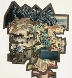George Campbell, Arafo, Tenerife, gouache and watercolour with collage on paper