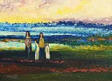 Daniel O'Neill, Figures in Landscape, oil on board