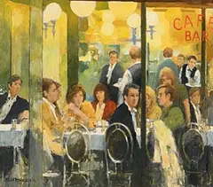 Brian Dennington, Cafe Bar, oil on board