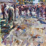 Towards the End of the Day (At Tallow Horse Fair) by Arthur K. Maderson, oil on board, sold Jan 2018