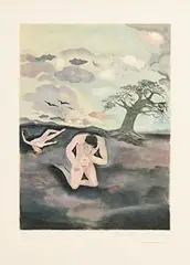 Marcel Marceau, Cain and Abel, limited edition lithograph signed & numbered 40 from an edition of 275