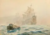 Joseph William Carey, Ships of the Line at Anchor off the Coast
