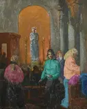 Patrick Leonard, The First Friday, oil on board