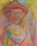 Stella Steyn, Man in Hat, oil on board