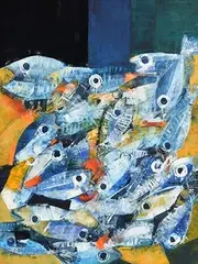 Alain Héraud, Fish, 2017, oil on paper