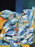 Alain Héraud, Fish, 2017, oil on paper