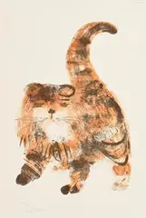 Dariush Mohaier Iranian, Le Chat, limited edition lithograph numbered 41 from an edition of 120