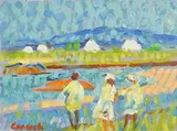 Across the Bay, Carraroe by Desmond Carrick, oil on canvas board, sold Jan 2018
