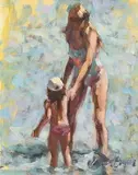 Laura Cronin, Mother, Child, oil on canvas board