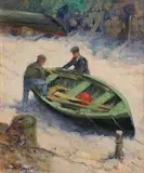 Making Ready by James English, oil on canvas, sold Dec 2017