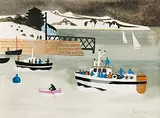 Boats in a Harbour by Mary Fedden Ra British, 2001, watercolour, sold Dec 2017