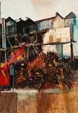 Joseph McWilliams, Demolition Old Belfast, Union Street, 1972, oil on card