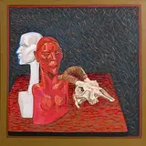 Brian Bourke Hrha Irish, Plaster Head, Painted Bronze Head, Goat's Skull