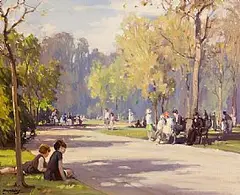 Frank McKelvey, Children in The Park, oil on canvas