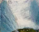 The Grey Winged Geese Spread their Cry Upon the Bay - Turning to Silver and White - Oystering Around the Shore by Melita Denaro, oil on board, sold Dec 2017