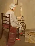 The Spinner by Kathleen Isabella Mackie, 1923, oil on canvas, sold Dec 2017