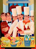 Fish Supper by Graham Knuttel, oil on canvas, sold Dec 2017