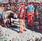 Simply Pointing Out, Tallow Horse Fair by Arthur K. Maderson, oil on board, sold Dec 2017