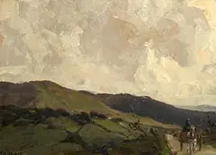 James Humbert Craig, Returning Home on the Donkey and Cart, oil on board