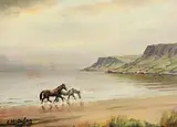 A Run on the Beach by Charles McAuley, oil on board, offered Oct 2017