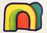 Howard Hodgkin British, Composition with Red, 1970-71, lithograph in colours on hosho vellum Japanese paper - number 13 from an edition of 35