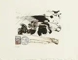 Salvador Dali Spanish, Arrival of the Tour de France at the Champs Elysees, Paris, 1959, etching on handmade vellum paper with deckle edges - numbered 37 from an edition of 100