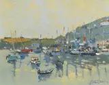 Liam Treacy, Harbour Scene, oil on canvas