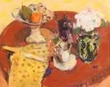 Gordon Bryce, Still Life with Majolica Jar, oil on paper on board