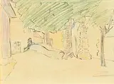 Continental Town Square by Mary Swanzy, c.1919, coloured pencil on paper, offered Oct 2017