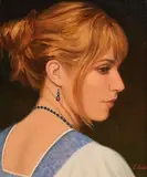 James Cahill, Girl With Lapis Necklace, oil on canvas on board