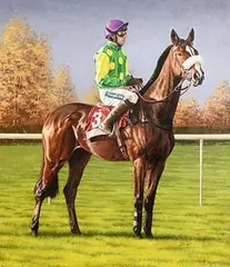 John Moore, Ruby Walsh On Kauto Star at Downroyal, November, 2010, oil on canvas