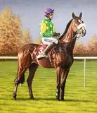 John Moore, Ruby Walsh On Kauto Star at Downroyal, November, 2010, oil on canvas
