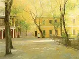 Peter Bezrukov Russian, In a Courtyard, oil on canvas